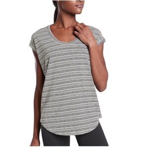 Athleta Cloudlight Stratus Tee Size L White and Black Striped